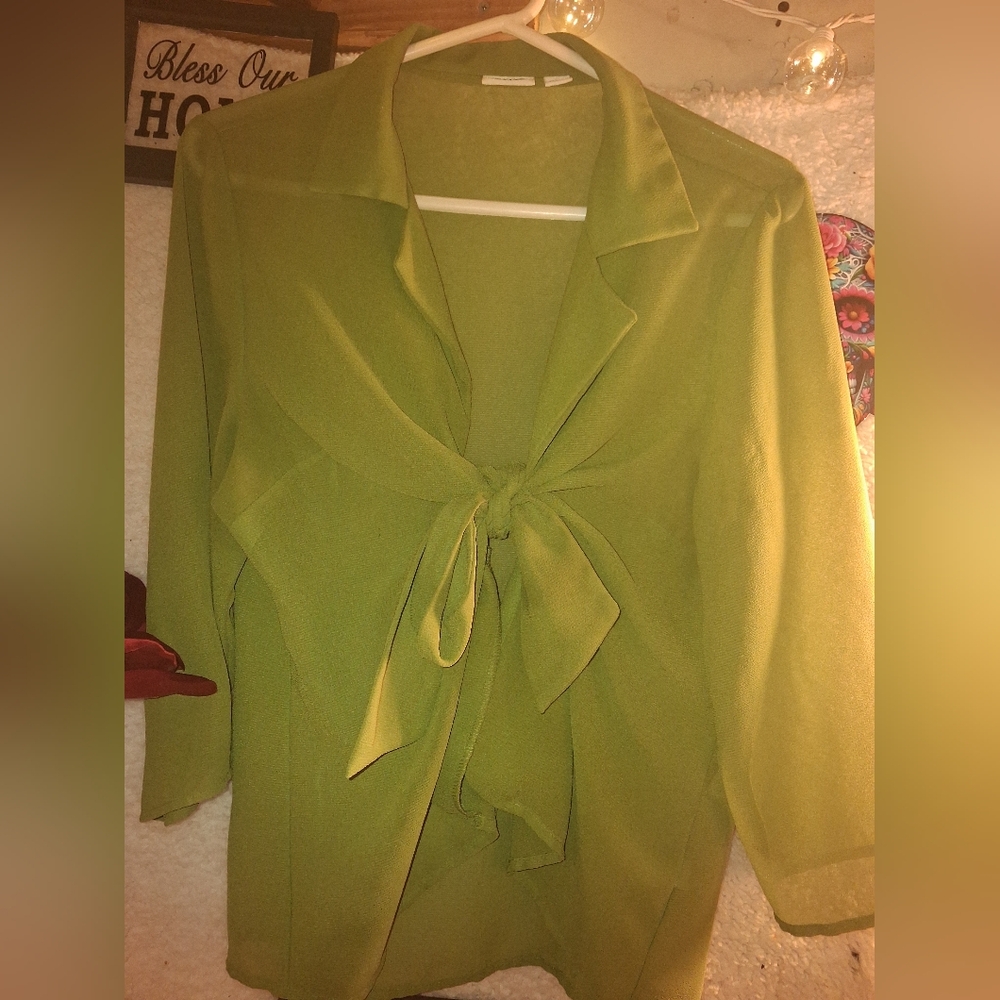 Cato Sage Green Women's Tie-Front Blouse